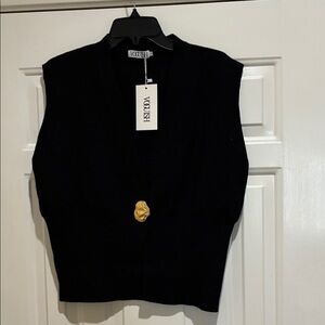 Voguish black gold detail sweater vest